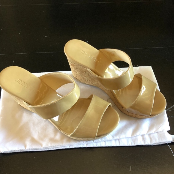 Jimmy Choo Nude Wedges with Cork Heel - Picture 2 of 3